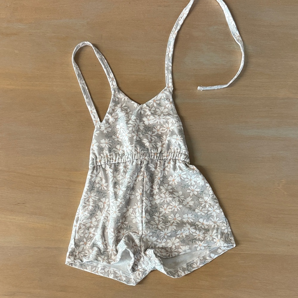 Floral Kids Romper in Cream and Tan